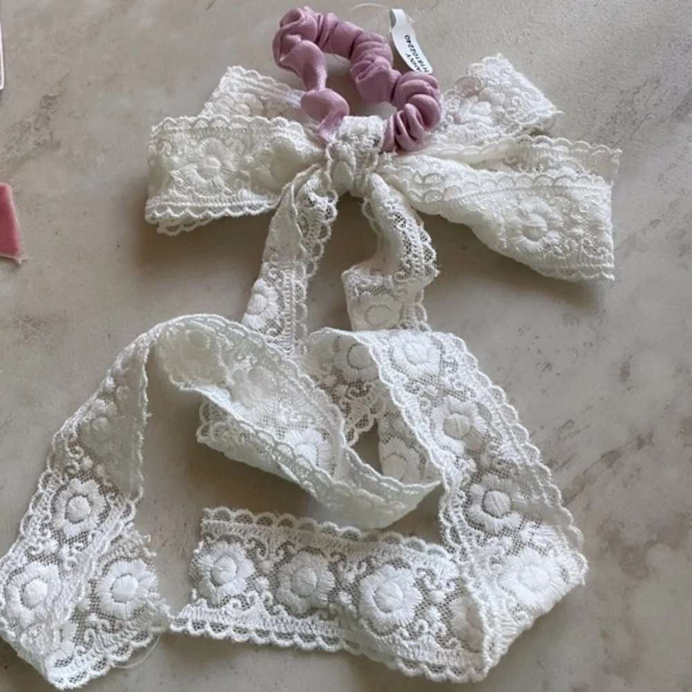 Anthropologie Lace Bow Hair Scrunchie